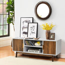 TV Stand Entertainment Media Console w/2 Storage Cabinets & Open Shelves