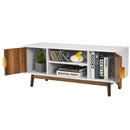 TV Stand Entertainment Media Console w/2 Storage Cabinets & Open Shelves