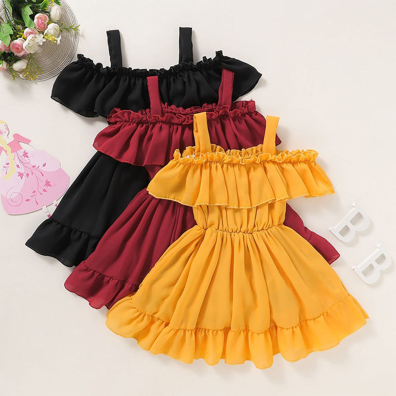 Summer Casual Girls Dress Baby Girls Solid Color Sleeveless Kids Princess Dresses