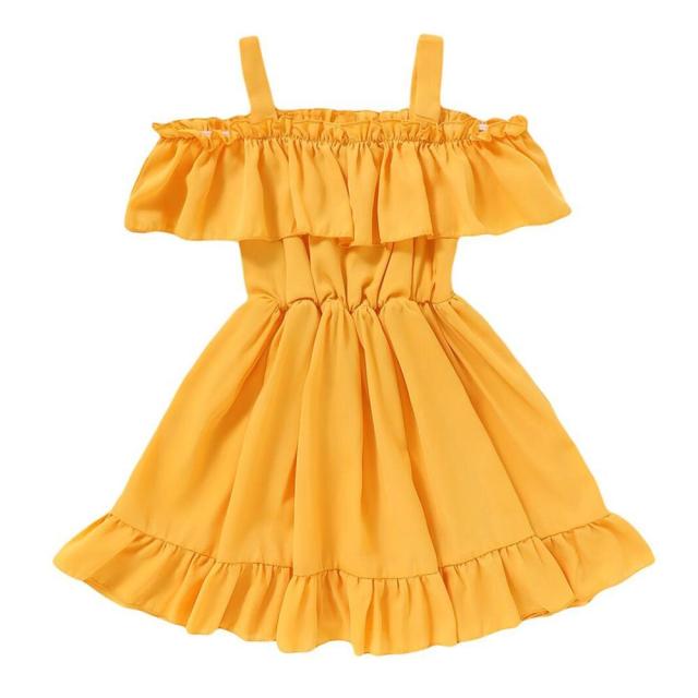 Summer Casual Girls Dress Baby Girls Solid Color Sleeveless Kids Princess Dresses