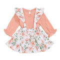 Autumn Baby Girl Long Sleeve Solid Color T-shirt Blouse Floral Strap Skirts Casual Outfits Set Hot Sale