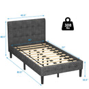 Twin Upholstered Bed Frame Button Tufted Headboard Mattress Foundation HU10017