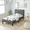 Twin Upholstered Bed Frame Button Tufted Headboard Mattress Foundation HU10017
