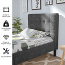 Twin Upholstered Bed Frame Button Tufted Headboard Mattress Foundation HU10017