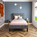 Twin Upholstered Bed Frame Button Tufted Headboard Mattress Foundation HU10017