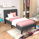 Twin Upholstered Bed Frame Button Tufted Headboard Mattress Foundation HU10017