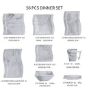 56-Piece Marble Grey Porcelain Dinner Set