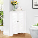 Corner Storage Cabinet W/Shutter Doors&Adjustable Shelf Freestanding Cabinet
