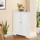 Corner Storage Cabinet W/Shutter Doors&Adjustable Shelf Freestanding Cabinet