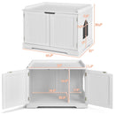 Cat Litter Box Wooden Enclosure Pet House Washroom Storage Bench White HW65619WH