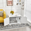 Cat Litter Box Wooden Enclosure Pet House Washroom Storage Bench White HW65619WH