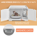 Cat Litter Box Wooden Enclosure Pet House Washroom Storage Bench White HW65619WH