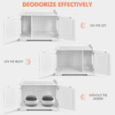 Cat Litter Box Wooden Enclosure Pet House Washroom Storage Bench White HW65619WH