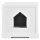 Cat Litter Box Wooden Enclosure Pet House Washroom Storage Bench White HW65619WH