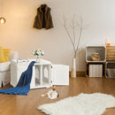 Cat Litter Box Wooden Enclosure Pet House Washroom Storage Bench White HW65619WH