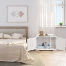 Cat Litter Box Wooden Enclosure Pet House Washroom Storage Bench White HW65619WH