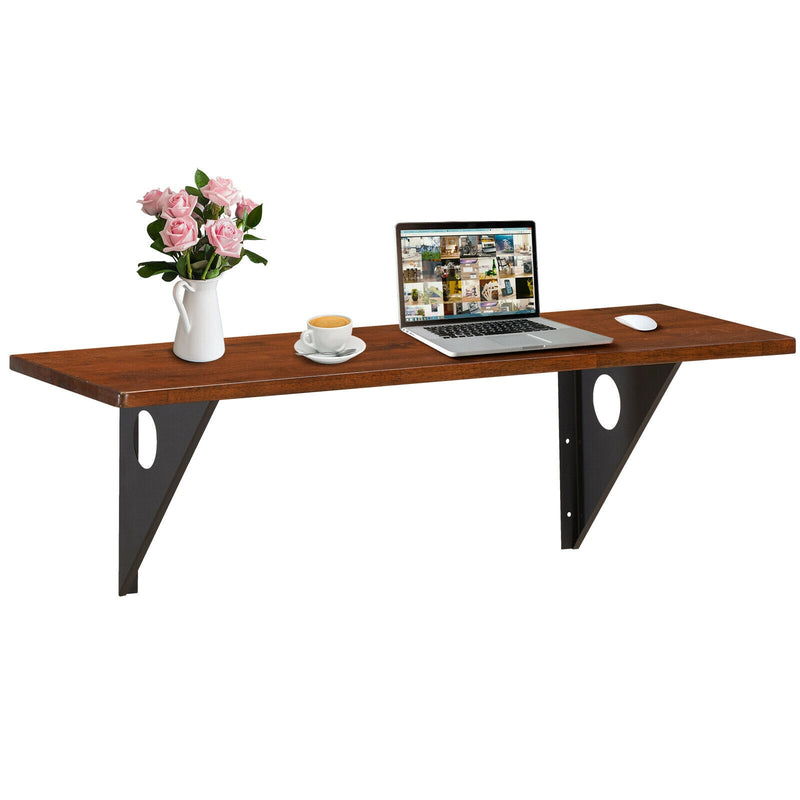 40"x14" Wall-Mounted Desk Rubber Wood Dining Table Space Saving HW67695