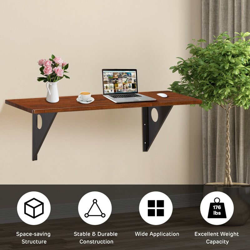 40"x14" Wall-Mounted Desk Rubber Wood Dining Table Space Saving HW67695