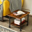 2-Tier Rolling Under Desk Printer Cart Machine Stand Storage Rack Brown HW62954FG