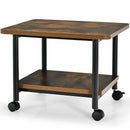 2-Tier Rolling Under Desk Printer Cart Machine Stand Storage Rack Brown HW62954FG