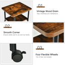 2-Tier Rolling Under Desk Printer Cart Machine Stand Storage Rack Brown HW62954FG