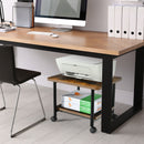 2-Tier Rolling Under Desk Printer Cart Machine Stand Storage Rack Brown HW62954FG