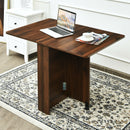 3pcs Dining Table Set Folding Drop Leaf Table and 2 Chairs Space Saving KC52624+HW67414-2