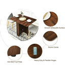3pcs Dining Table Set Folding Drop Leaf Table and 2 Chairs Space Saving KC52624+HW67414-2