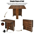 3pcs Dining Table Set Folding Drop Leaf Table and 2 Chairs Space Saving KC52624+HW67414-2