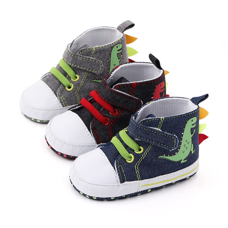 Baby Boys Girls Breathable Letter Shoes Dinosaur Print Anti-Slip Sneakers Soft Soled First Walkers