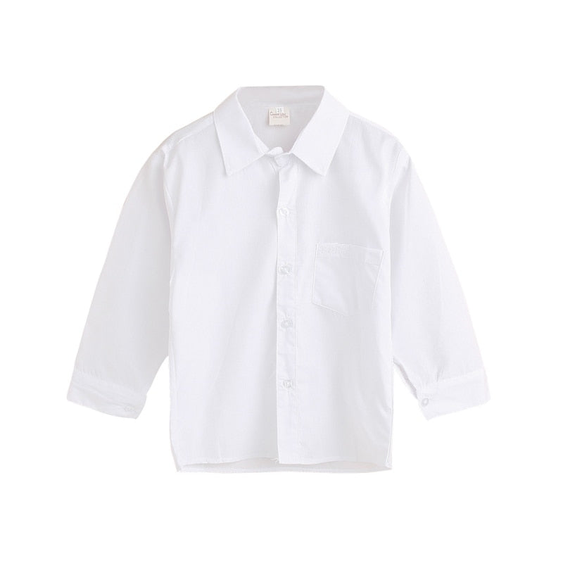 Simple Kids Baby Boy Shirts Long Sleeve Cotton Shirt Baby Formal Tops Pure Color High Quality New Arrival