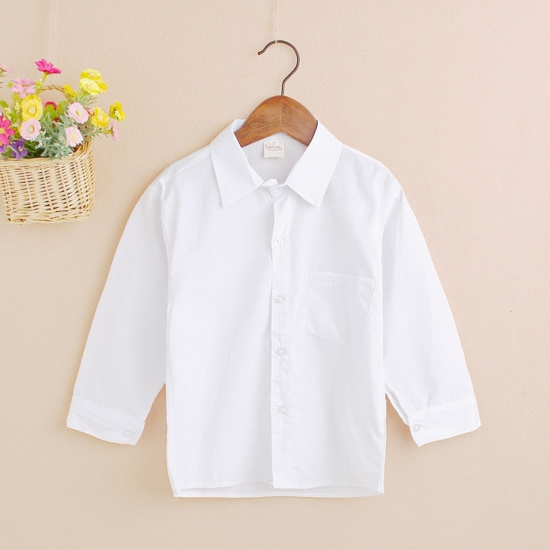 Simple Kids Baby Boy Shirts Long Sleeve Cotton Shirt Baby Formal Tops Pure Color High Quality New Arrival