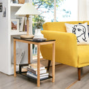 Bamboo Side Table 2-Tier Sofa End Console Table w/ Storage Shelf Bedroom HW67457
