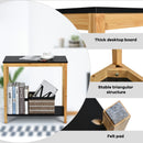 Bamboo Side Table 2-Tier Sofa End Console Table w/ Storage Shelf Bedroom HW67457