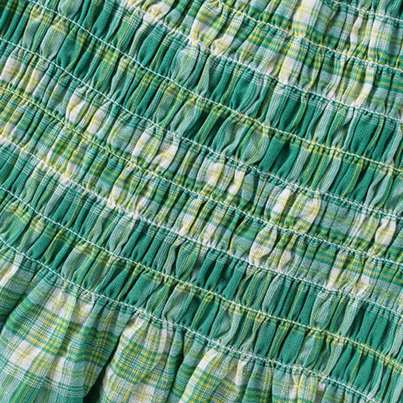 Summer Baby Girls Clothing Green Plaid Tops+ Denim Shorts 2Pcs Outfits Girl's Plaid Shirt Denim Shorts Two-piece Set