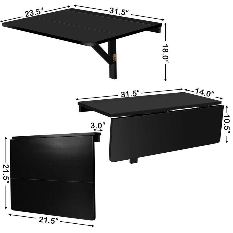 Wall-Mounted Drop-Leaf Table Floating Folding Desk Space Saver HW65685