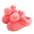 Kids Cotton Indoor Slippers With Ball Baby Winter Boys Girls Home Non-Slip Rabbit Design Cute Plush Warming Shoes