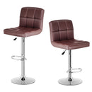 Set Of 2 Bar Stools PU Leather Adjustable Barstool Swivel Pub Chairs Brown