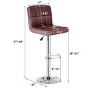 Set Of 2 Bar Stools PU Leather Adjustable Barstool Swivel Pub Chairs Brown