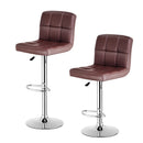 Set Of 2 Bar Stools PU Leather Adjustable Barstool Swivel Pub Chairs Brown
