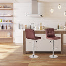 Set Of 2 Bar Stools PU Leather Adjustable Barstool Swivel Pub Chairs Brown