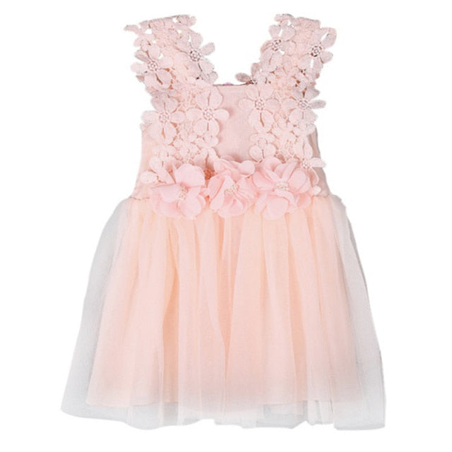 Baby Girls Sleeveless Lace Wedding Vintage Birthday Party Princess Flower Backless Dress