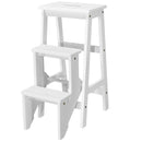 3 Tier Step Stool 3 in 1 Folding Ladder Bench Storage Shelf White