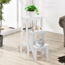 3 Tier Step Stool 3 in 1 Folding Ladder Bench Storage Shelf White