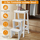 3 Tier Step Stool 3 in 1 Folding Ladder Bench Storage Shelf White
