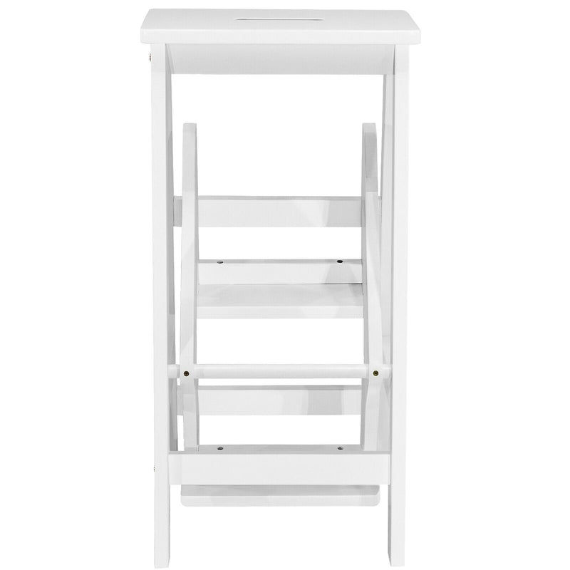 3 Tier Step Stool 3 in 1 Folding Ladder Bench Storage Shelf White