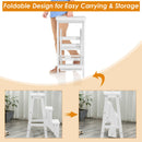 3 Tier Step Stool 3 in 1 Folding Ladder Bench Storage Shelf White