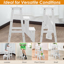 3 Tier Step Stool 3 in 1 Folding Ladder Bench Storage Shelf White