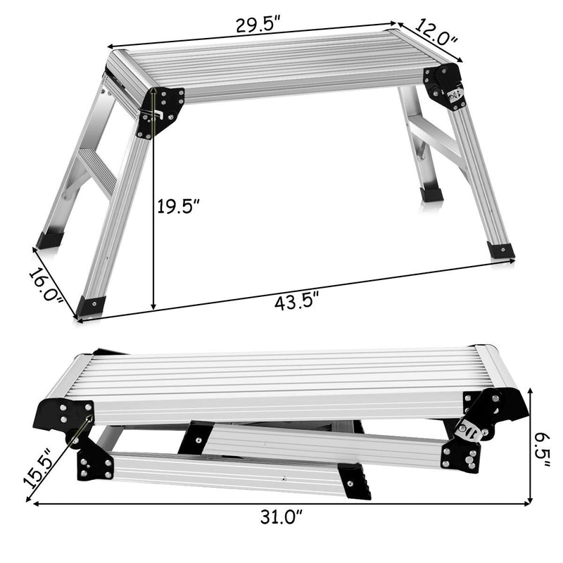 Aluminum Platform Drywall Step Up Folding Work Bench Stool Ladder TL34074