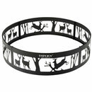 36" Metal Fire Pit Ring Deer w/Extra Poker Bonfire Liner for Campfire OP70842